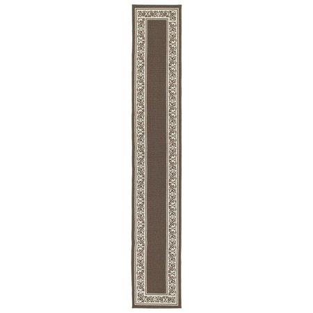 MANMADE 20 x 120 in. Floral Border Extra Long Rectangle Runner Rug - Sand MA2613942